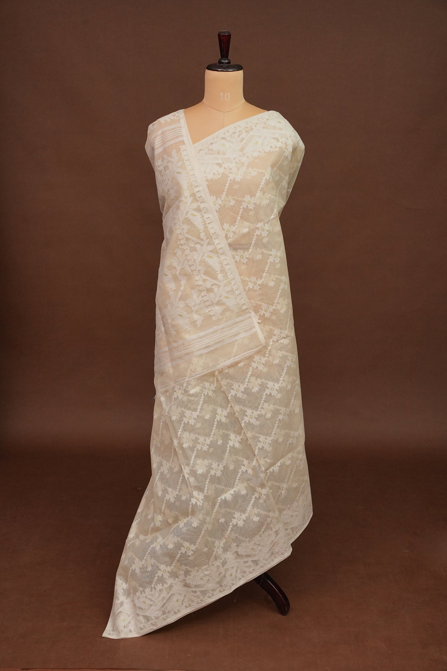 Handloom Jamdani Cotton Saree - Beige