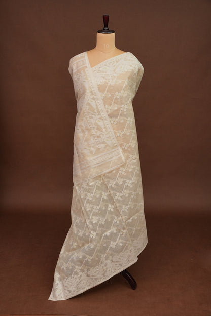 Handloom Jamdani Cotton Saree - Beige