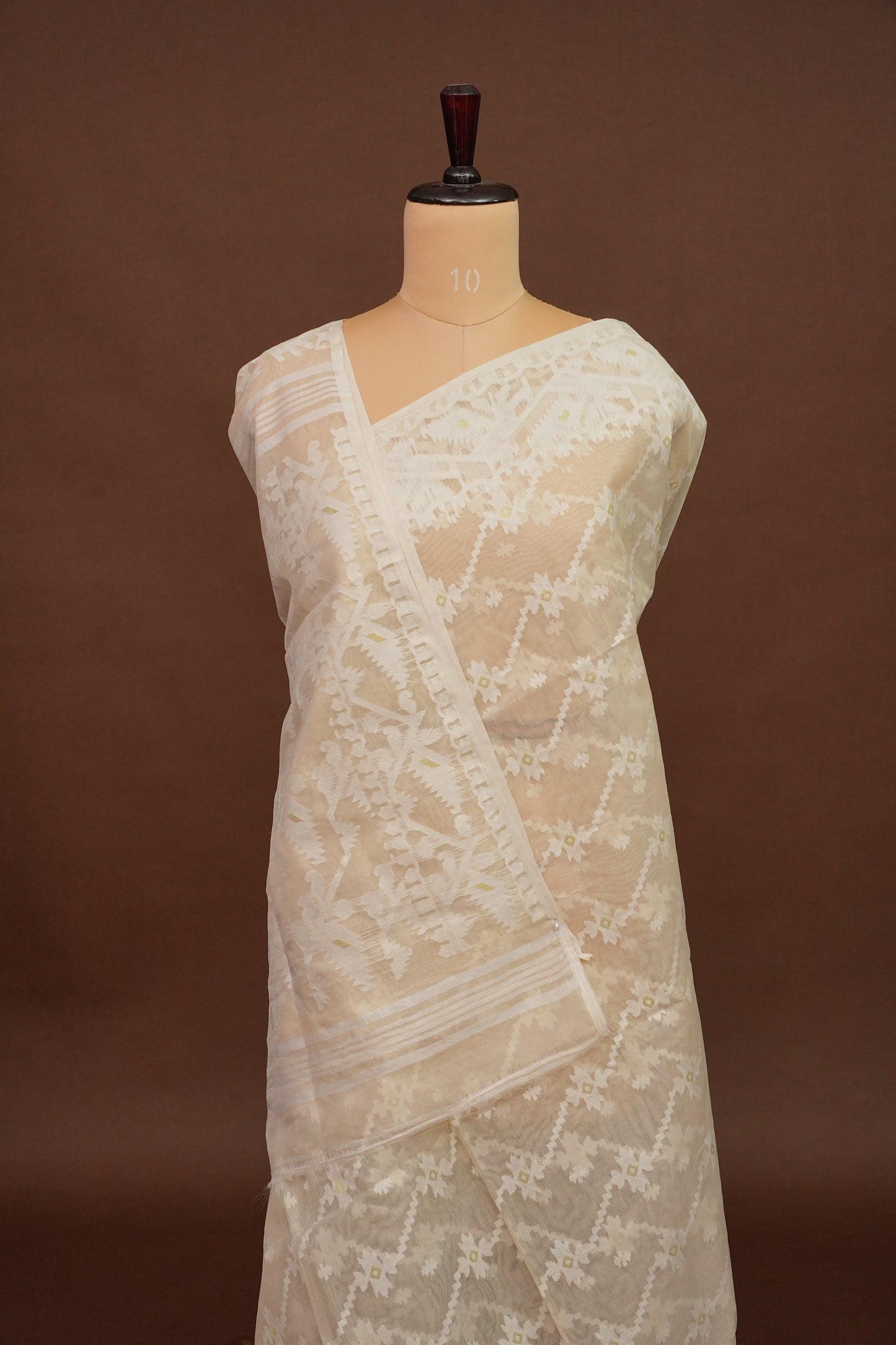 Handloom Jamdani Cotton Saree - Beige