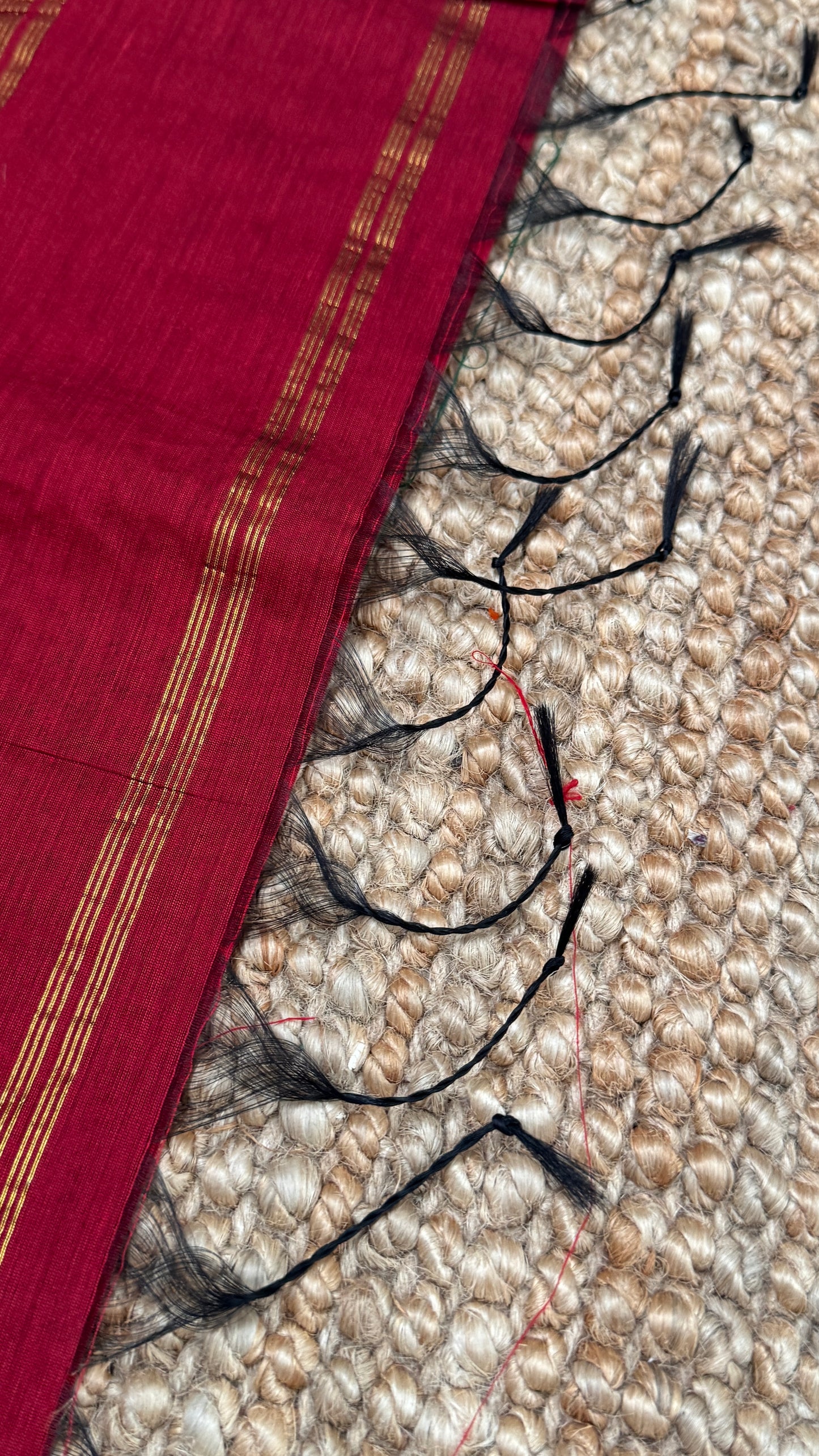 Pure Hand-Woven Cotton Silk Saree - Classic Red