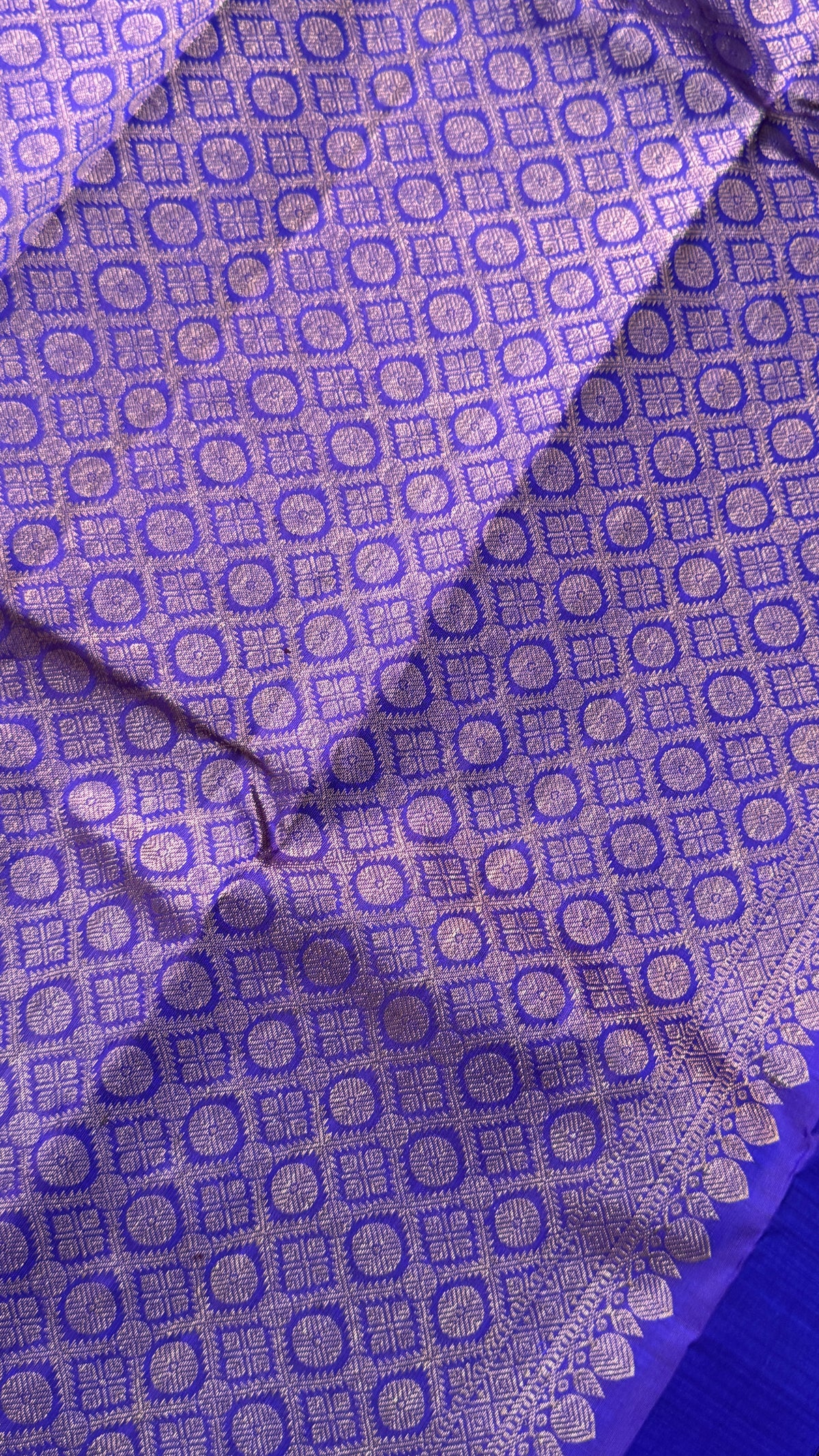 Pure Kanchipuram Silk Saree in Blue and Purple |Silk Mark Ceritified