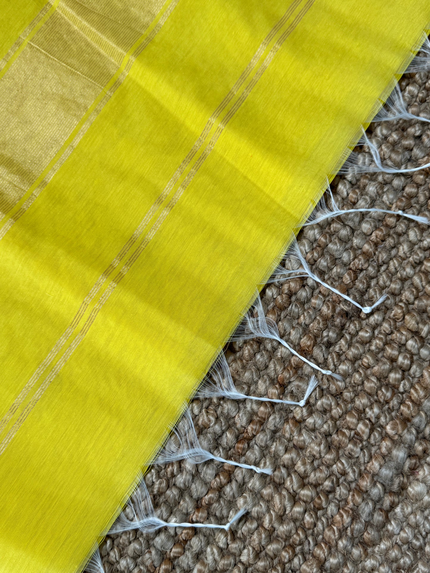 Maheshwari Silk Cotton Saree | Lemon Yellow