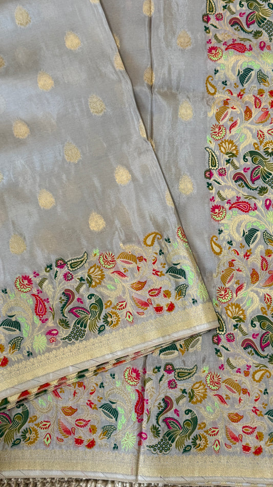 Soft Tissue Silk Saree – Light Grey