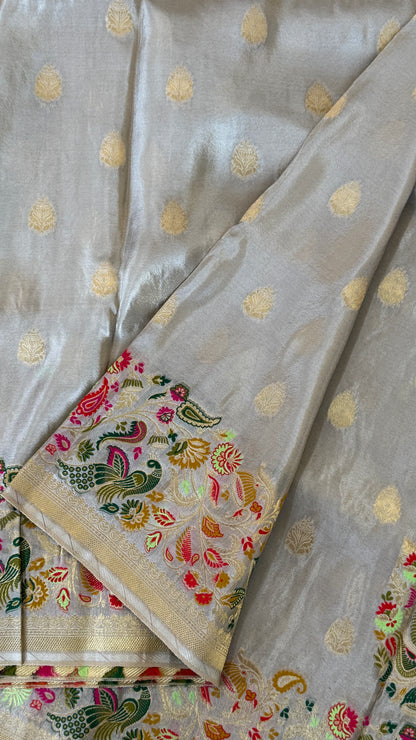 Soft Tissue Silk Saree – Light Grey