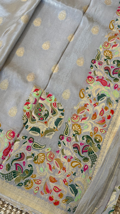 Soft Tissue Silk Saree – Light Grey
