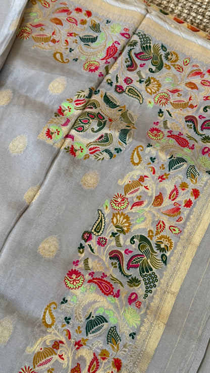 Soft Tissue Silk Saree – Light Grey