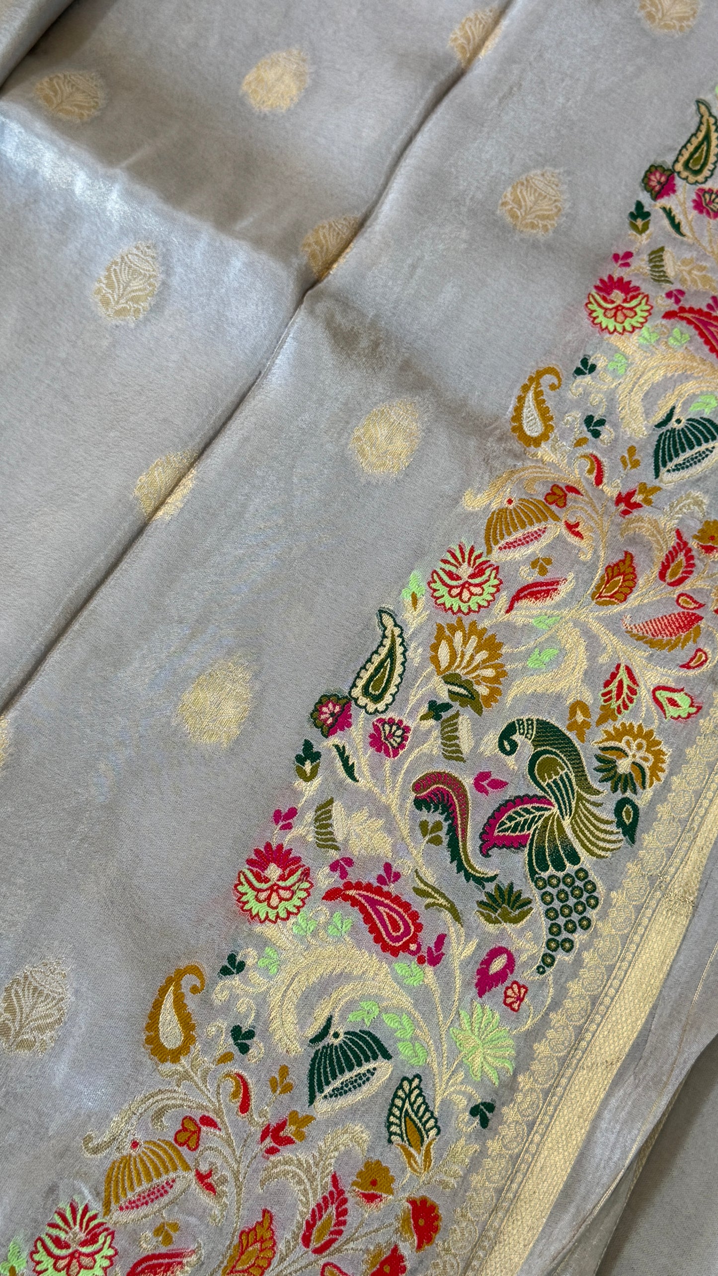 Soft Tissue Silk Saree – Light Grey