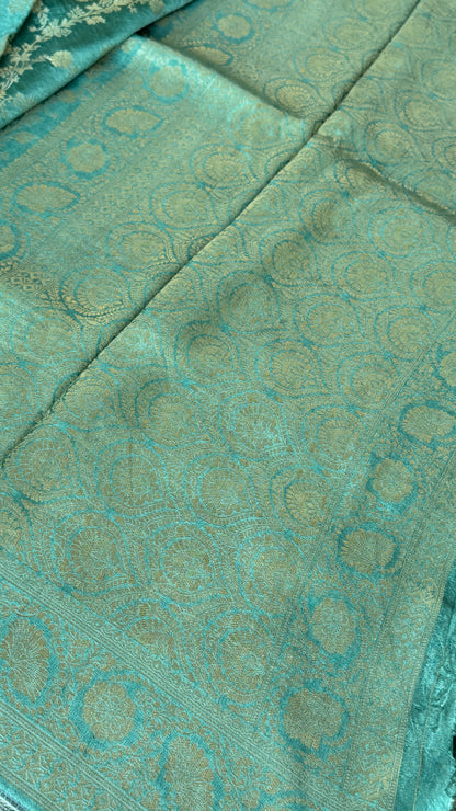 Munga Silk Banarasi Sarees - Aqua Blue