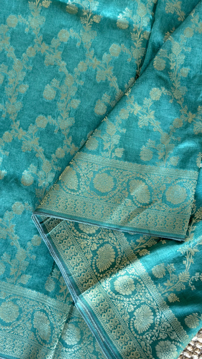 Munga Silk Banarasi Sarees - Aqua Blue