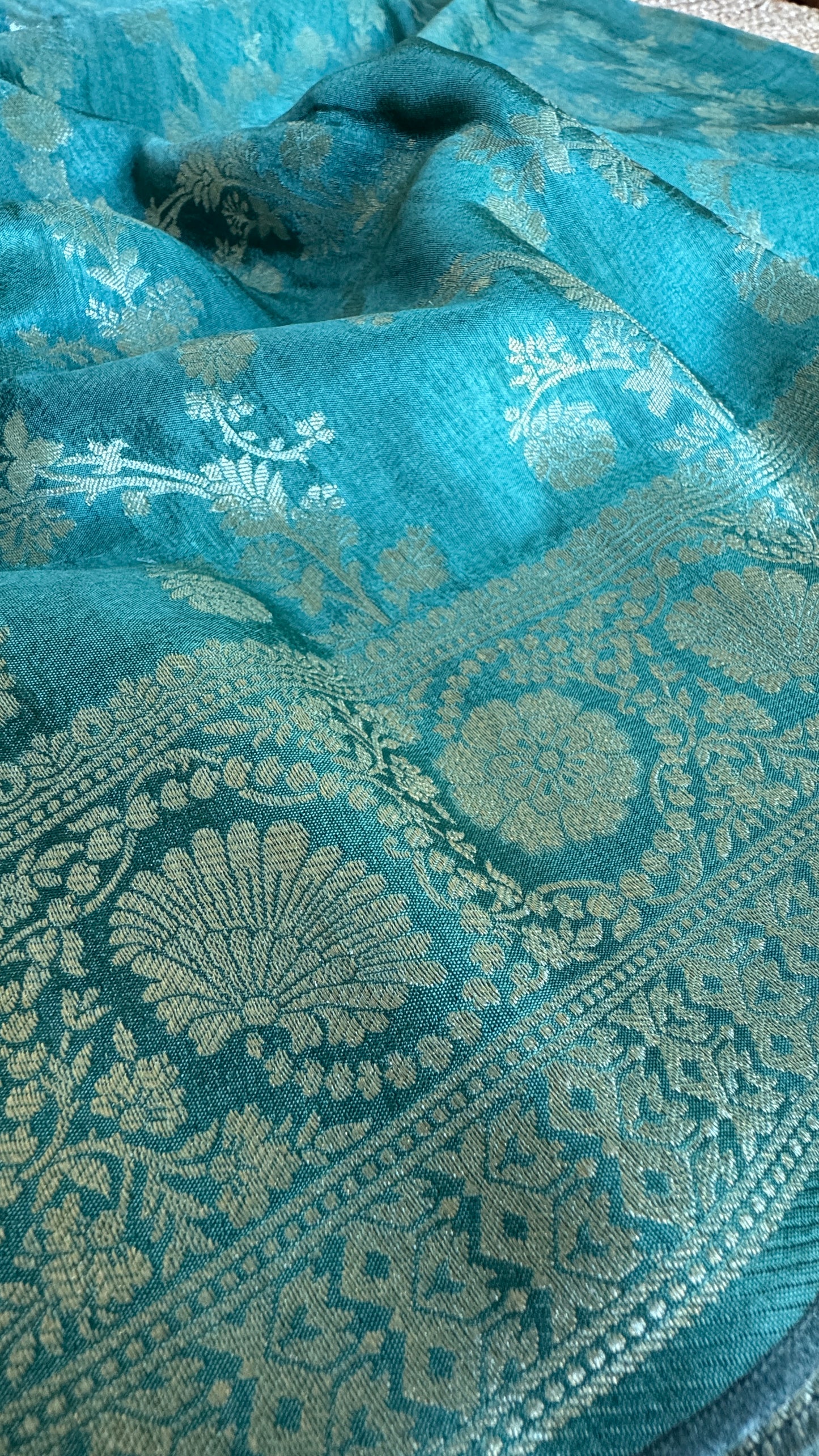 Munga Silk Banarasi Sarees - Aqua Blue