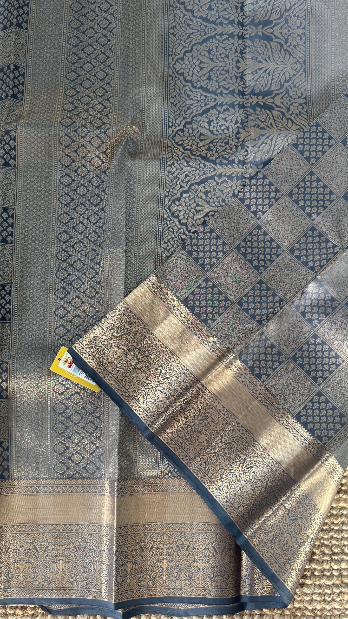 Grey Pure Kanchipuram Silk Saree | Silk Mark Certified