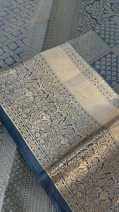 Grey Pure Kanchipuram Silk Saree | Silk Mark Certified