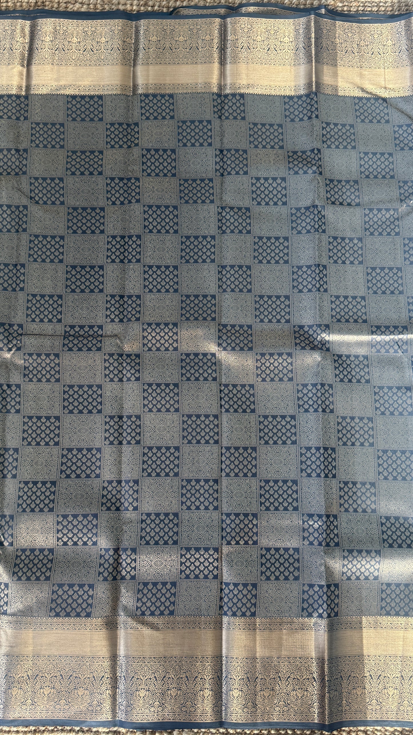 Grey Pure Kanchipuram Silk Saree | Silk Mark Certified