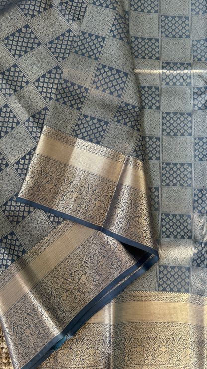 Grey Pure Kanchipuram Silk Saree | Silk Mark Certified