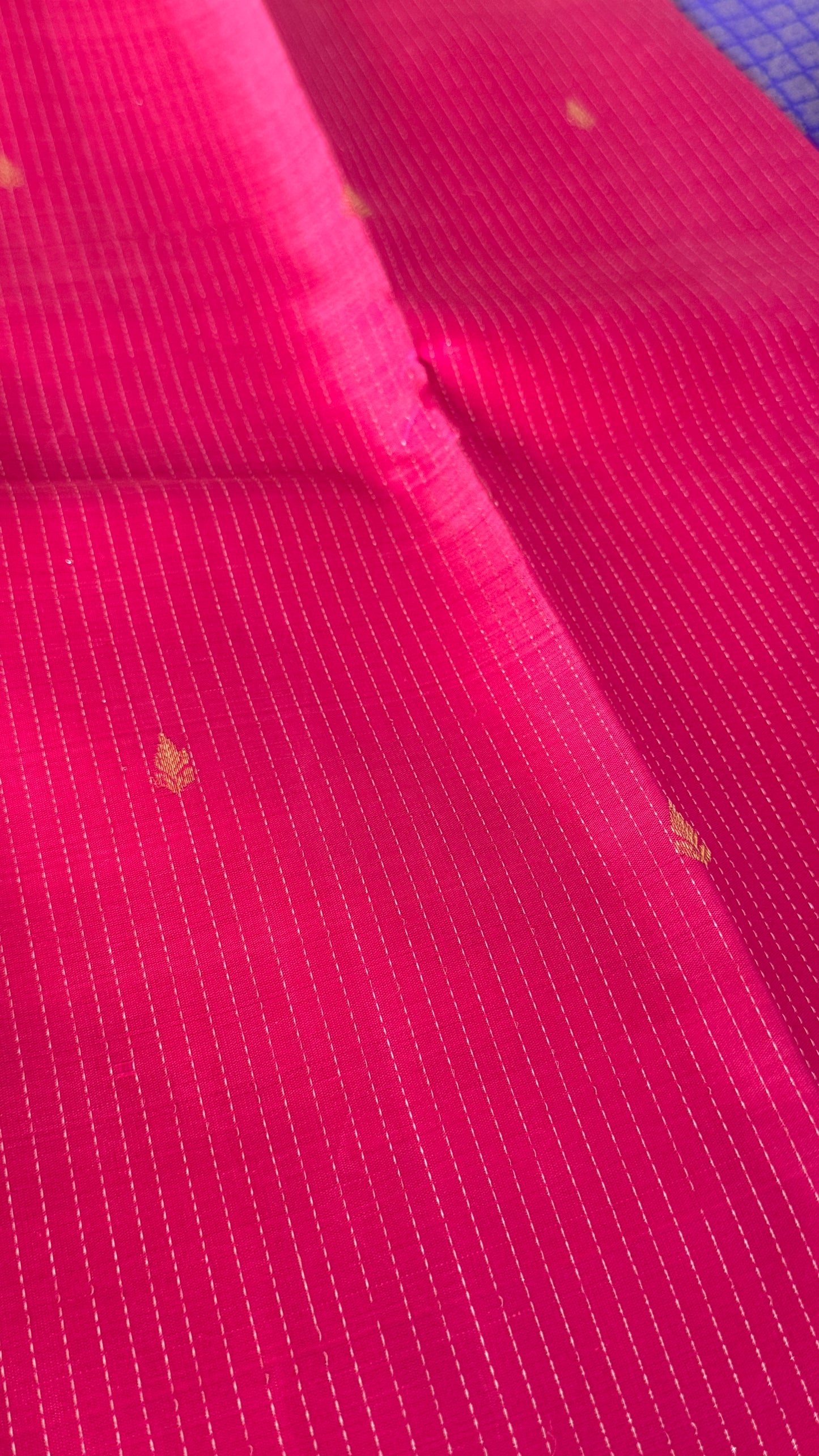 Pink Pure Kanchipuram Silk Saree with Royal Blue Contrast | Silk Mark Certified