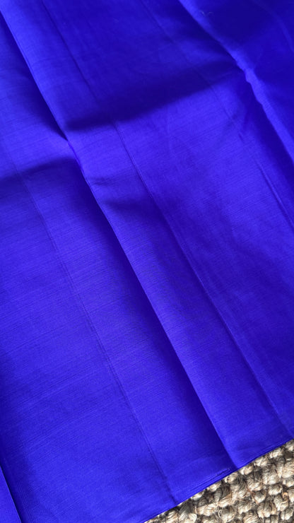 Pink Pure Kanchipuram Silk Saree with Royal Blue Contrast | Silk Mark Certified