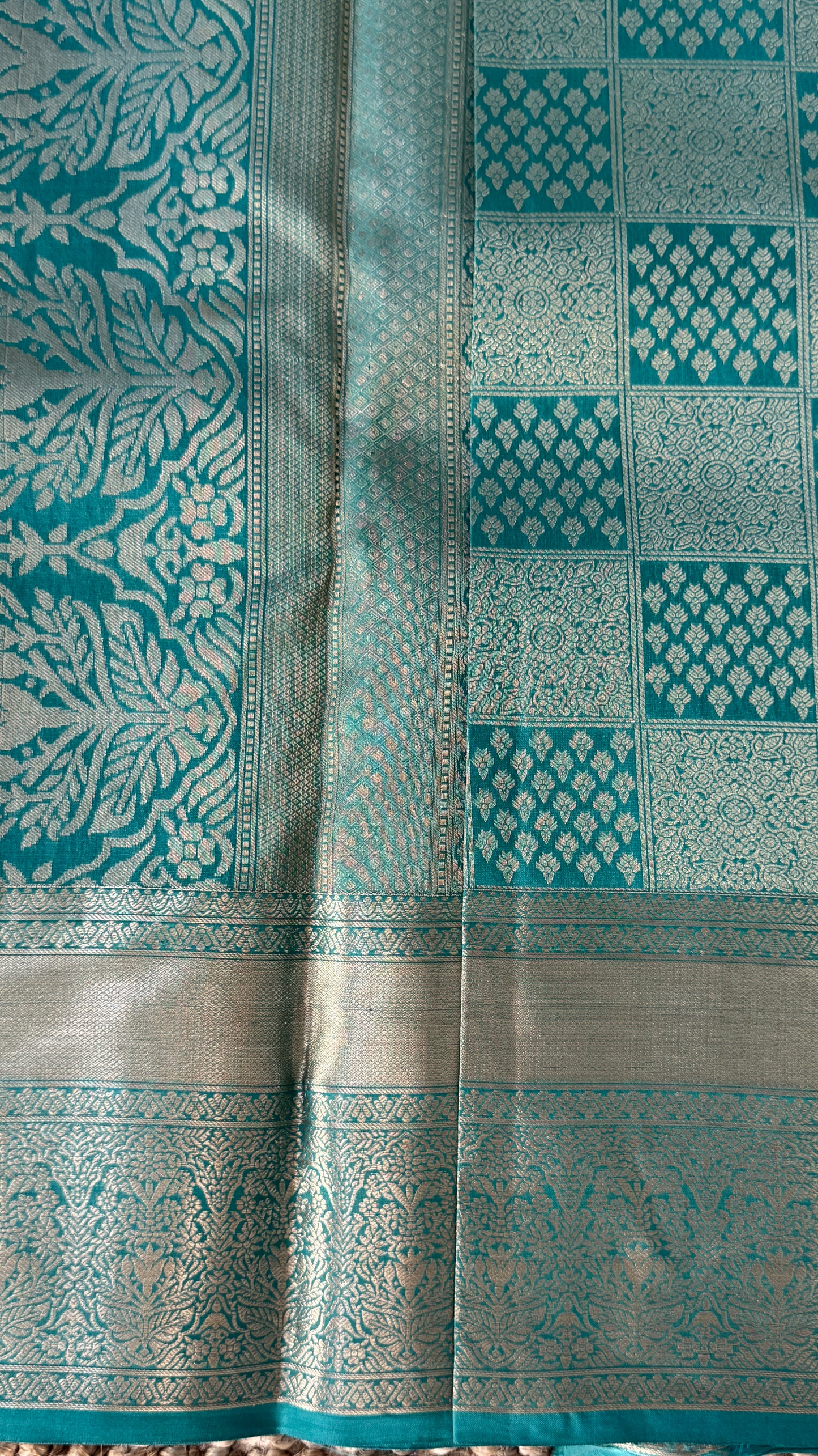Aqua Blue Pure Kanchipuram Silk Saree | Silk Mark Certified