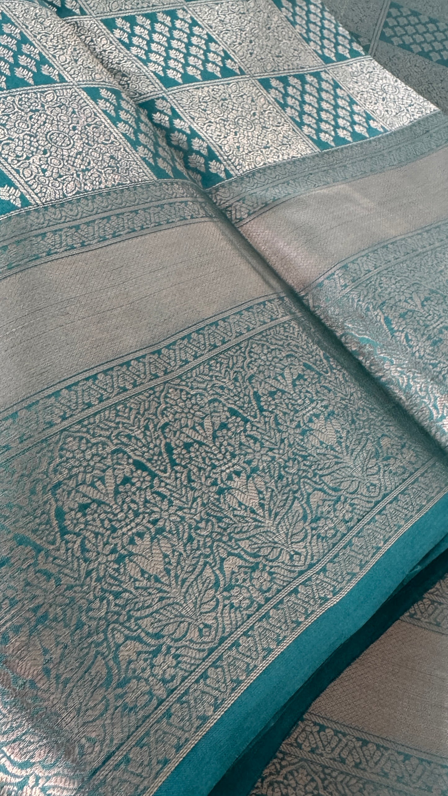 Aqua Blue Pure Kanchipuram Silk Saree | Silk Mark Certified