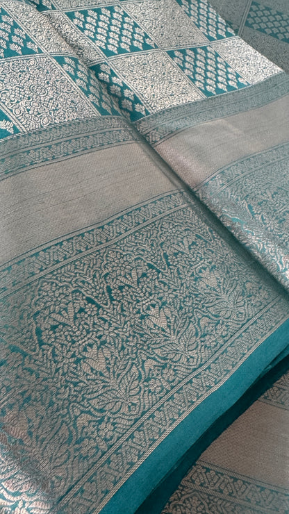 Aqua Blue Pure Kanchipuram Silk Saree | Silk Mark Certified