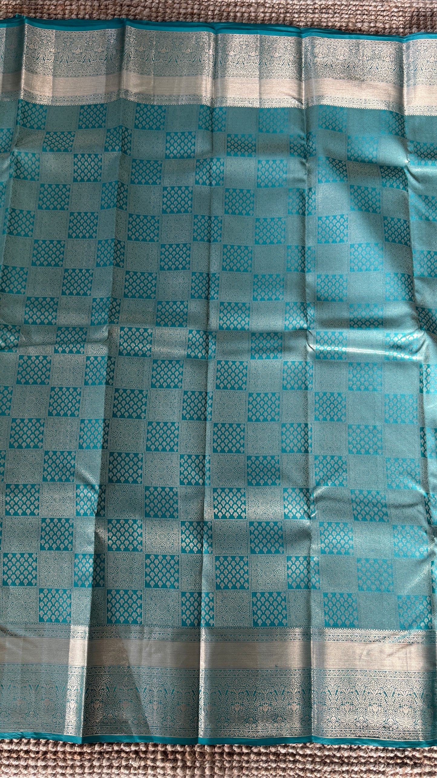 Aqua Blue Pure Kanchipuram Silk Saree | Silk Mark Certified