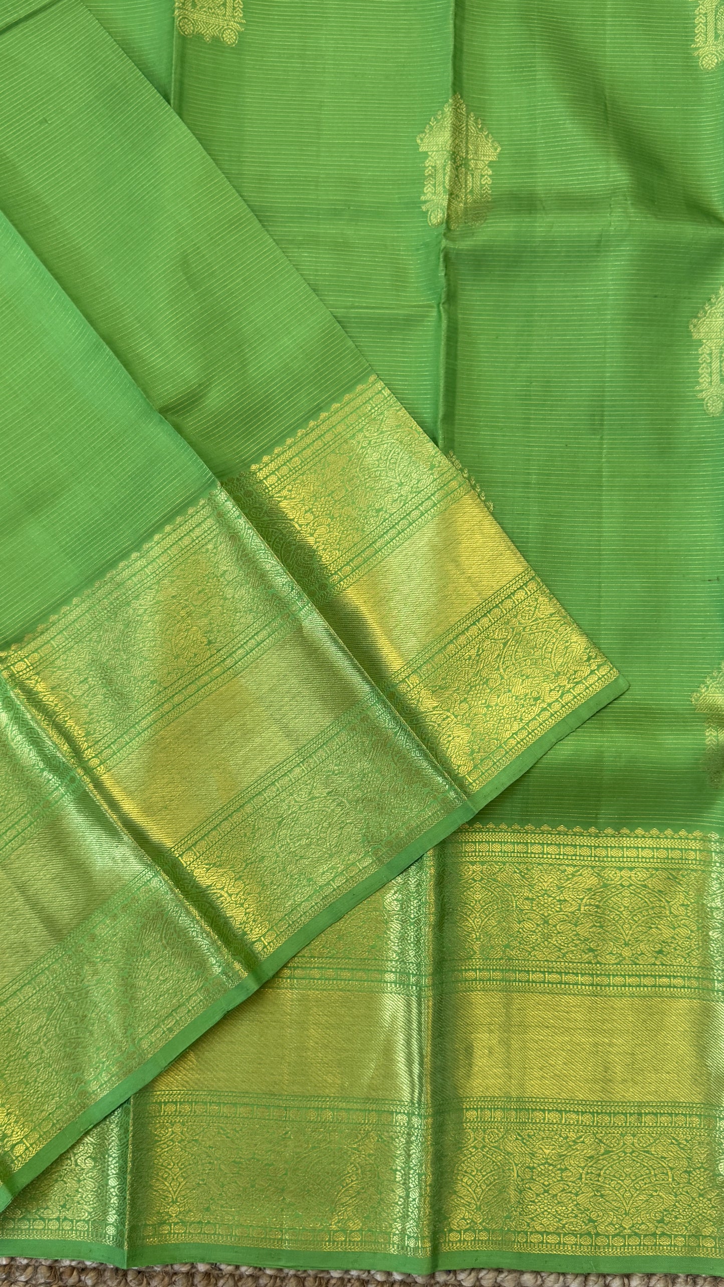 Parrot Green & Purple Pure Kanchipuram Silk Saree | Silk Mark Certified
