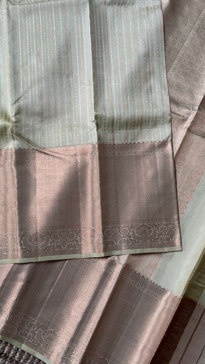 Champagne Pure Kanchipuram Fully Brocade Silk Saree | Silk Mark Certified