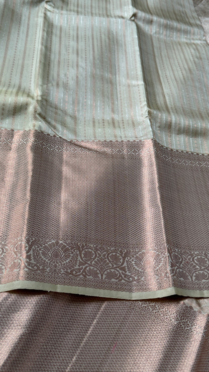 Champagne Pure Kanchipuram Fully Brocade Silk Saree | Silk Mark Certified