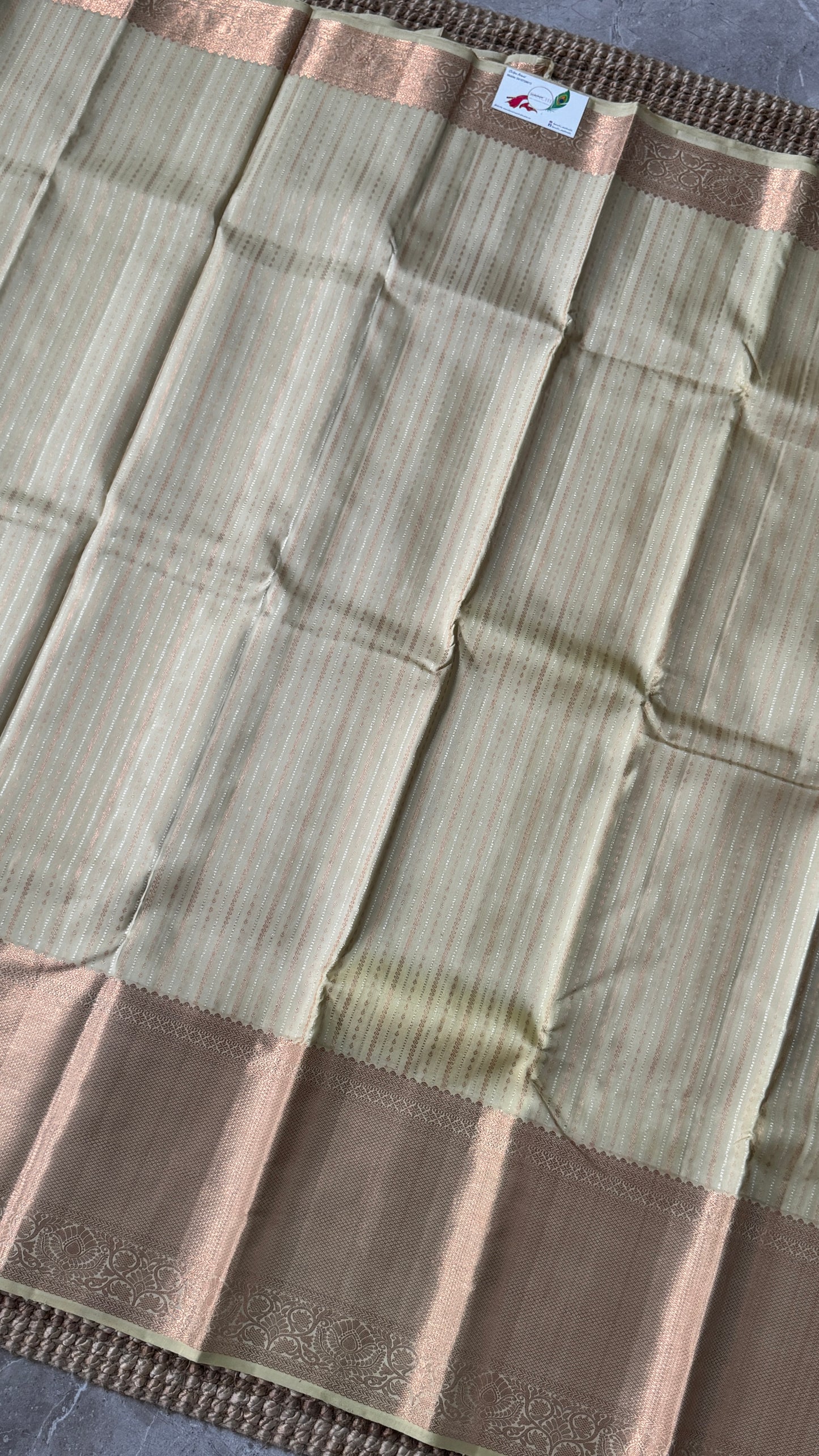 Champagne Pure Kanchipuram Fully Brocade Silk Saree | Silk Mark Certified