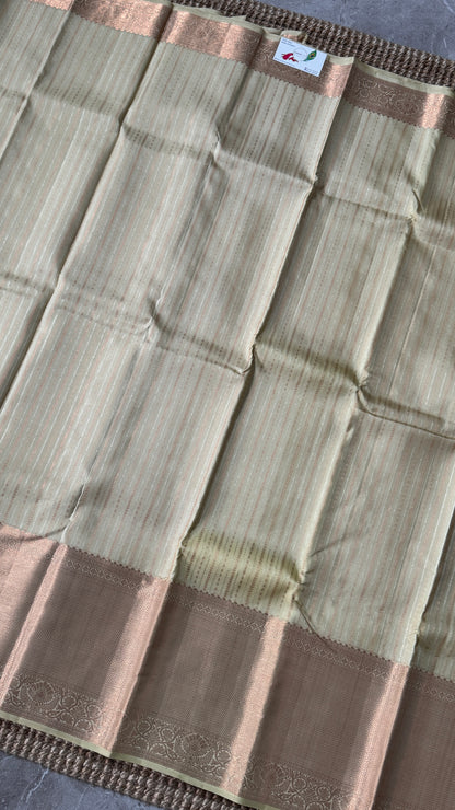 Champagne Pure Kanchipuram Fully Brocade Silk Saree | Silk Mark Certified