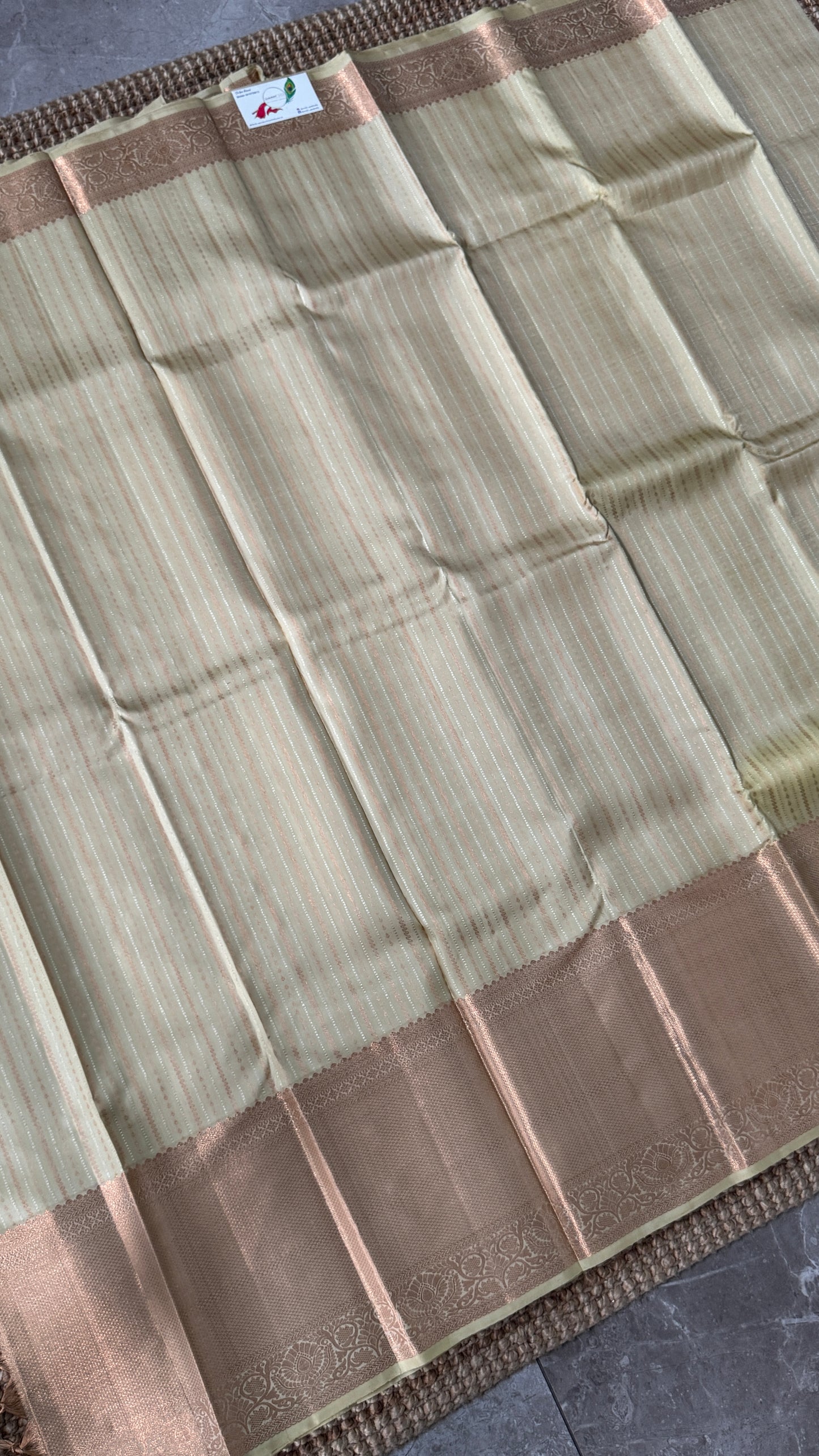 Champagne Pure Kanchipuram Fully Brocade Silk Saree | Silk Mark Certified