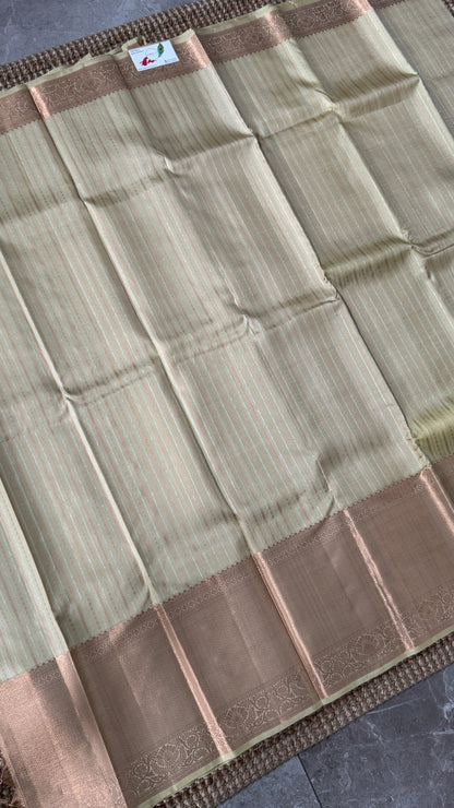 Champagne Pure Kanchipuram Fully Brocade Silk Saree | Silk Mark Certified