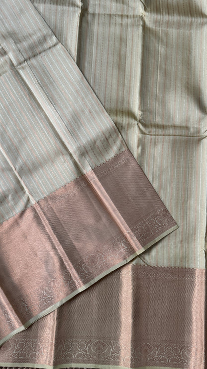 Champagne Pure Kanchipuram Fully Brocade Silk Saree | Silk Mark Certified