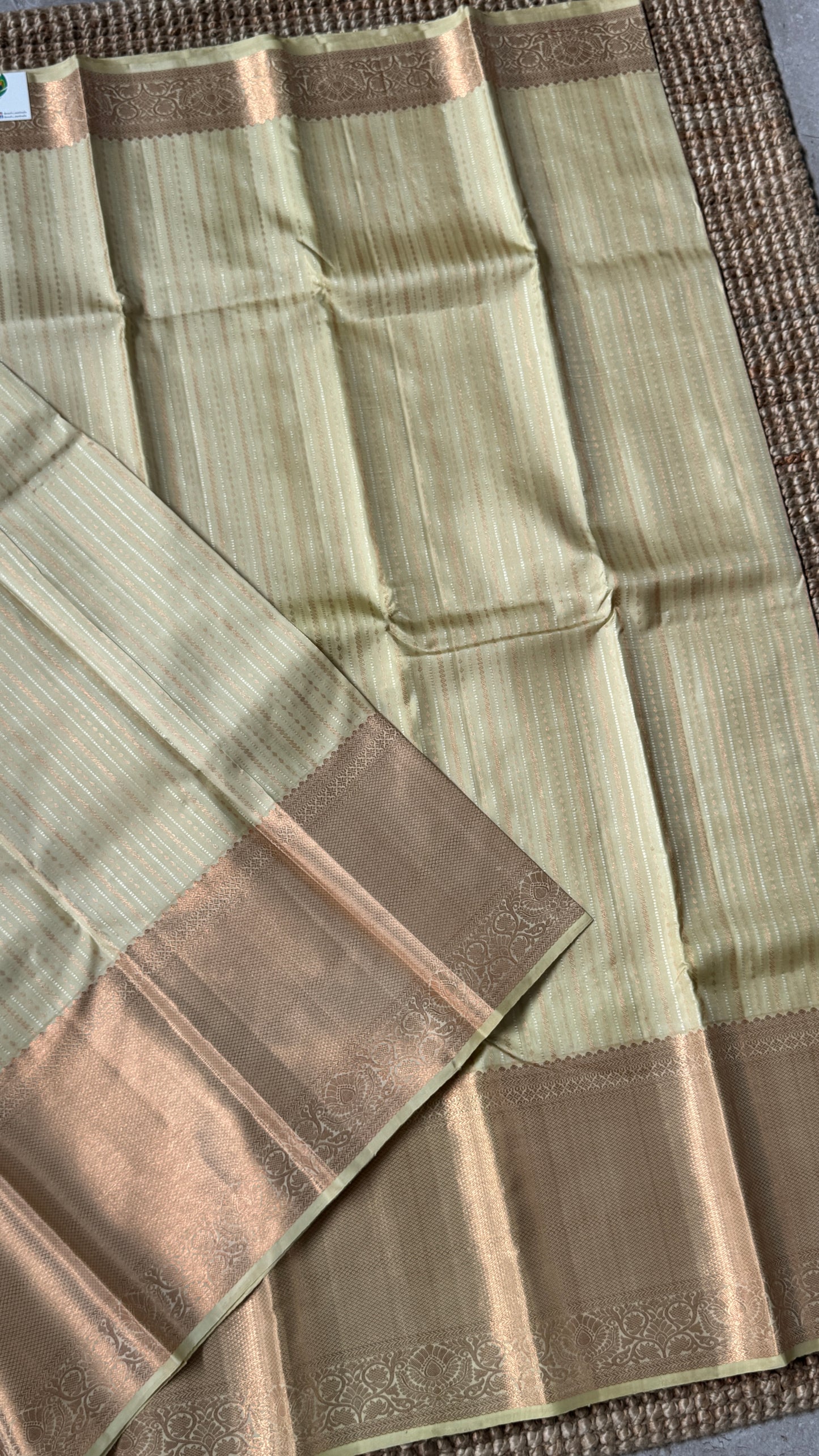 Champagne Pure Kanchipuram Fully Brocade Silk Saree | Silk Mark Certified