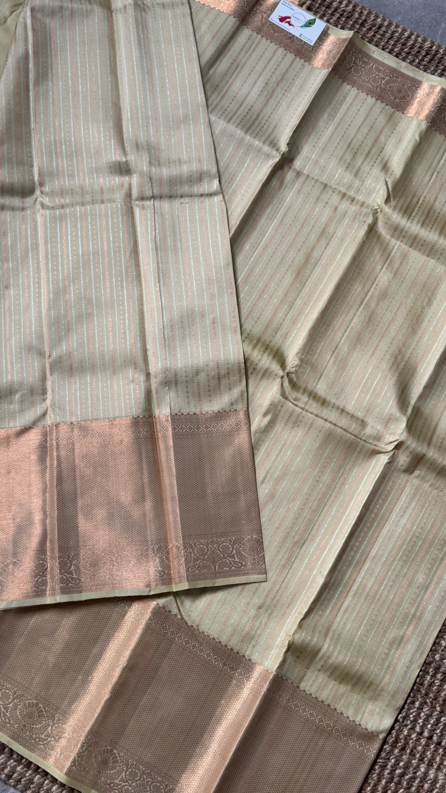 Champagne Pure Kanchipuram Fully Brocade Silk Saree | Silk Mark Certified