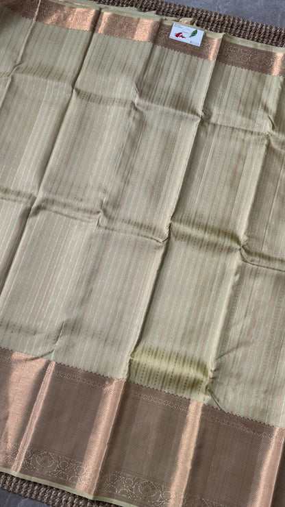 Champagne Pure Kanchipuram Fully Brocade Silk Saree | Silk Mark Certified