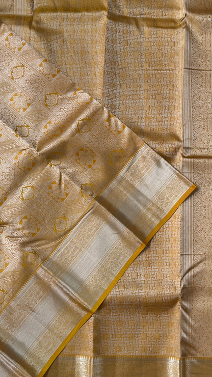 Mustard Yellow Pure Kanchipuram Silk Saree | Silk Mark Certified