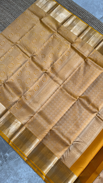 Mustard Yellow Pure Kanchipuram Silk Saree | Silk Mark Certified