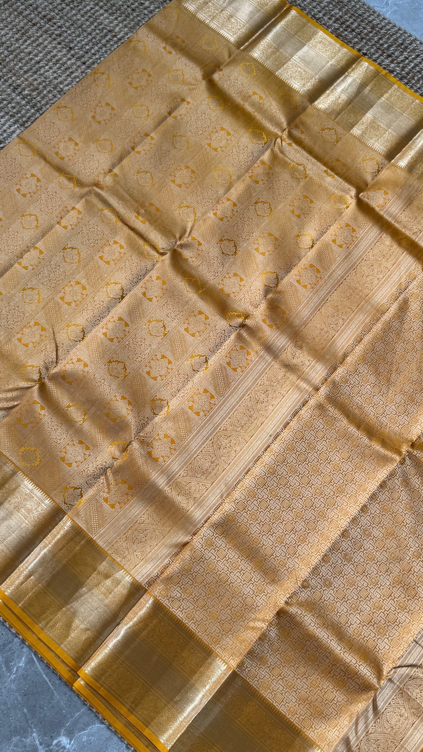Mustard Yellow Pure Kanchipuram Silk Saree | Silk Mark Certified