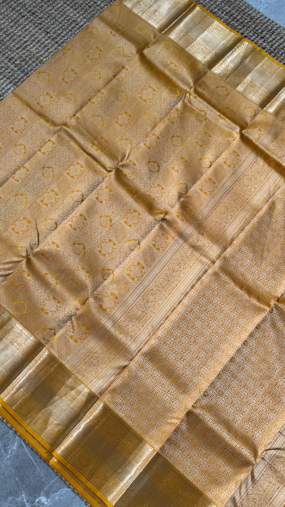 Mustard Yellow Pure Kanchipuram Silk Saree | Silk Mark Certified
