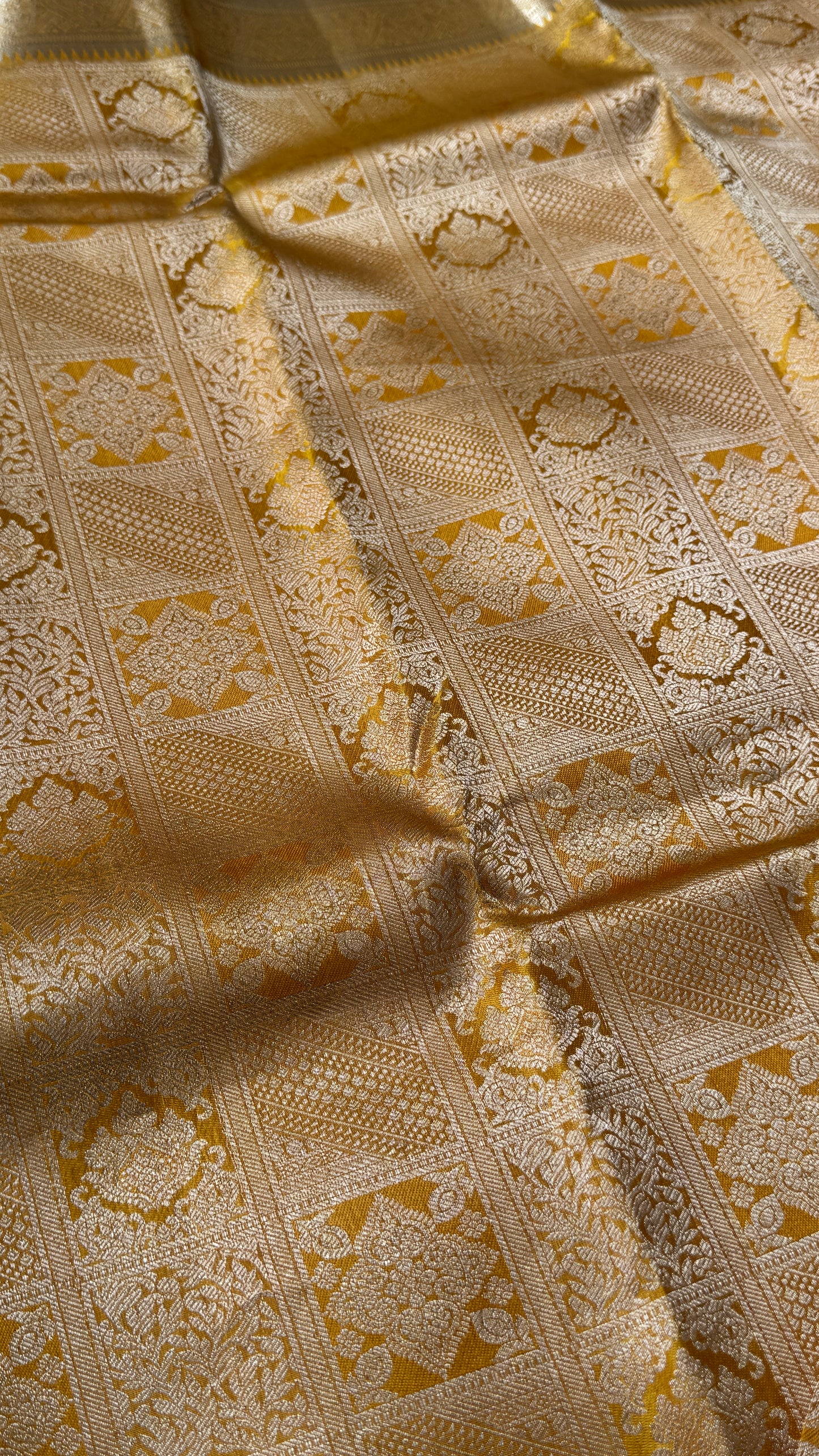 Mustard Yellow Pure Kanchipuram Silk Saree | Silk Mark Certified