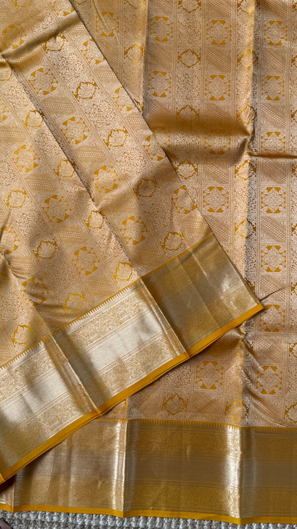 Mustard Yellow Pure Kanchipuram Silk Saree | Silk Mark Certified