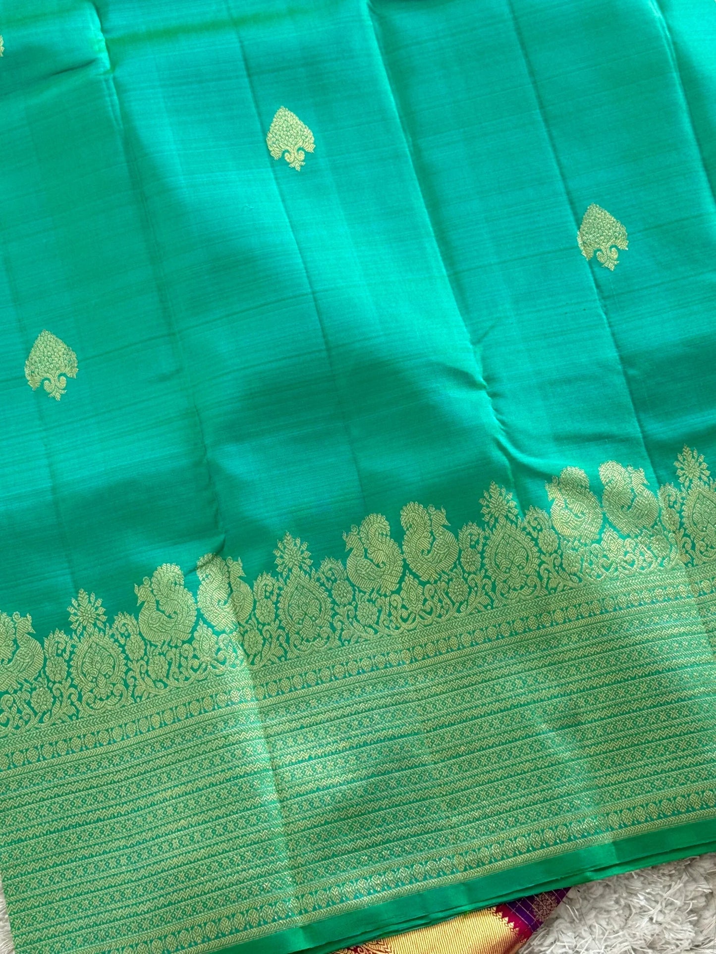 Rama Green Pure Kanchipuram Silk Saree|Silk Mark Certified