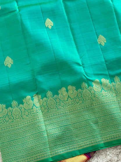 Rama Green Pure Kanchipuram Silk Saree|Silk Mark Certified