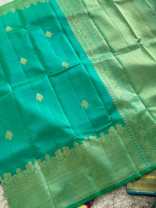 Rama Green Pure Kanchipuram Silk Saree|Silk Mark Certified