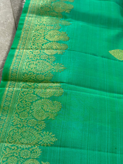 Rama Green Pure Kanchipuram Silk Saree|Silk Mark Certified
