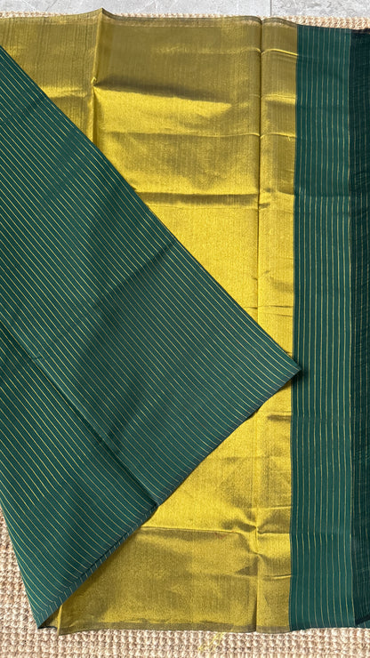 Pure Hand-woven Cotton Silk Saree - Green