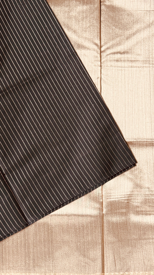 Pure Hand-woven Cotton Silk Saree - Black