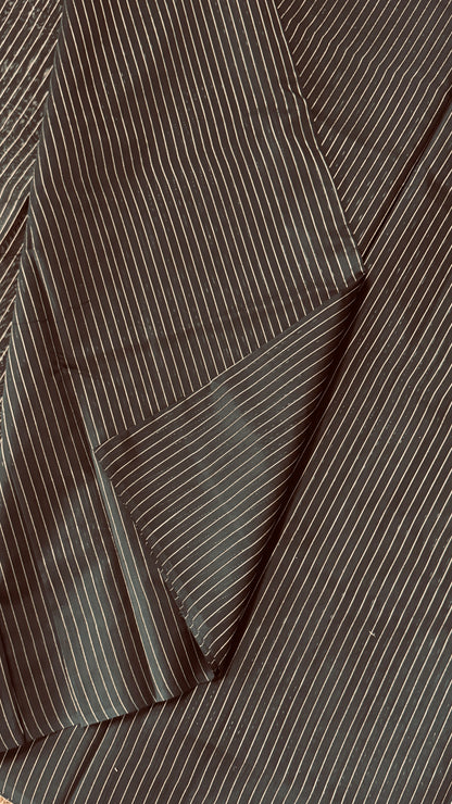 Pure Hand-woven Cotton Silk Saree - Black