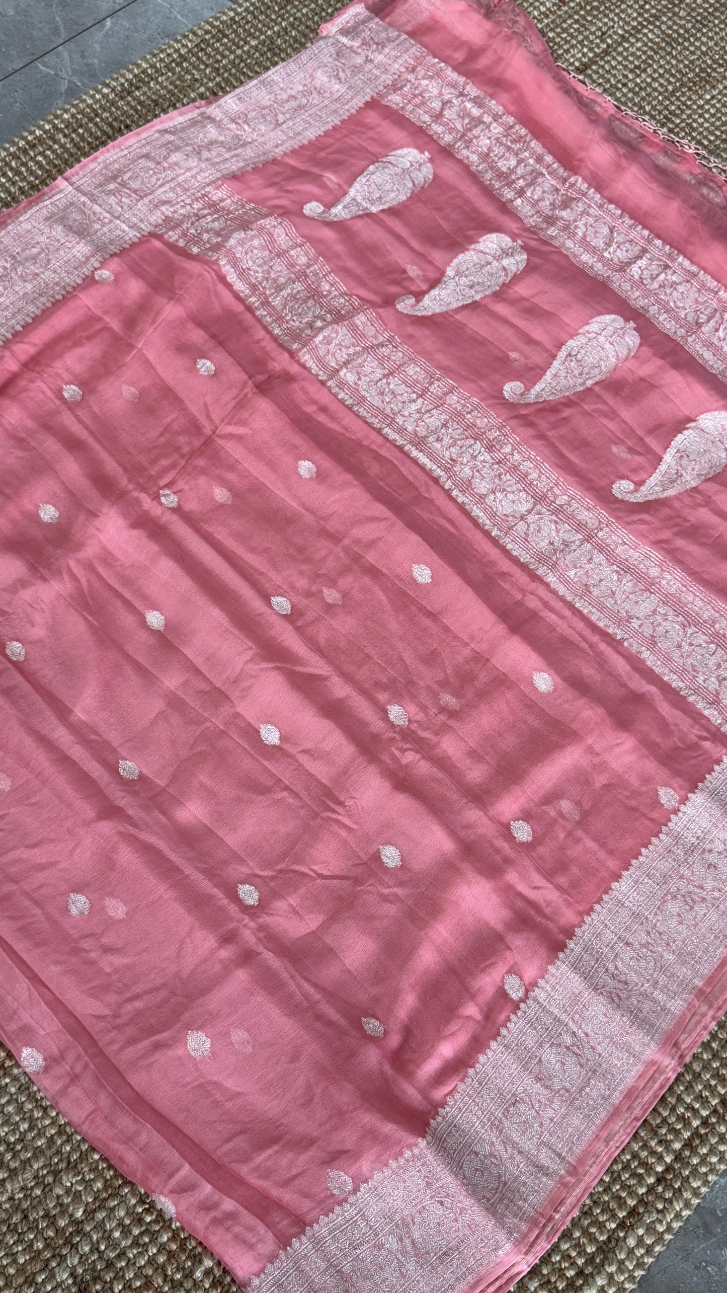 Pure Khaddi Chiffon Banarasi Silk Saree - Pink