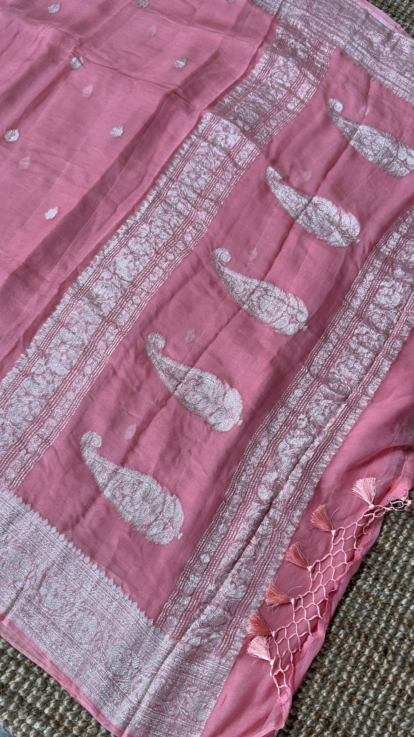 Pure Khaddi Chiffon Banarasi Silk Saree - Pink